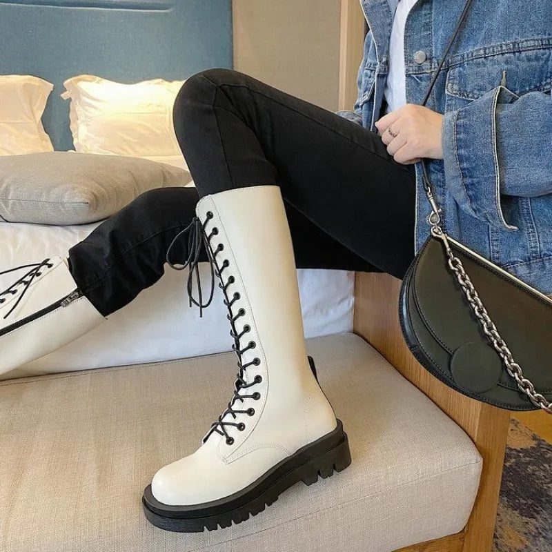 lace-up half martin boots