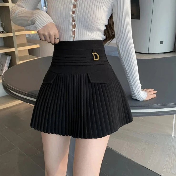 pleated high waist mini skirts