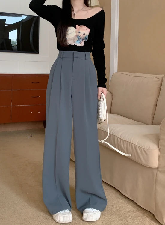 high waist loose fit wide leg pants