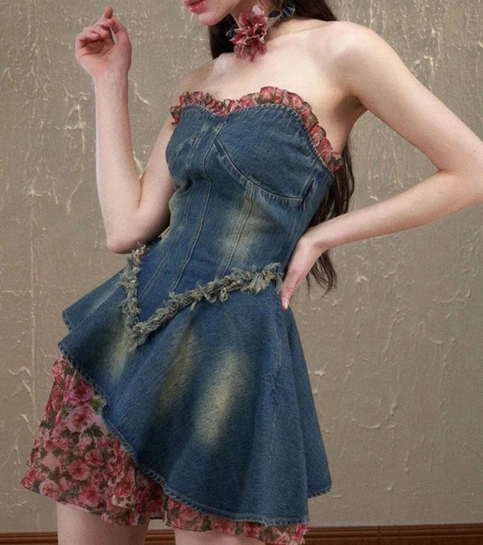 strapless denim dresses