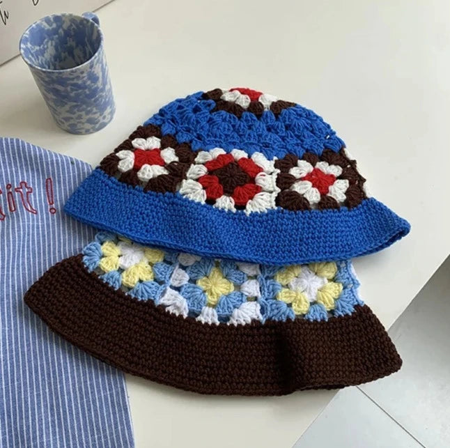 hand-knitted hook flower fisherman hats