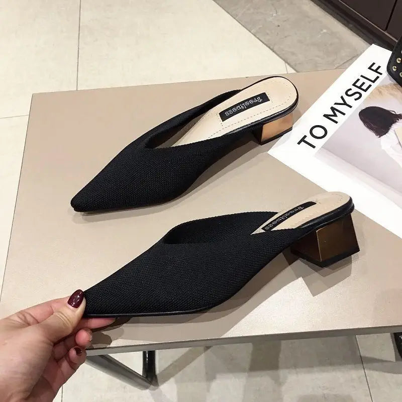 pointed toe heel slippers