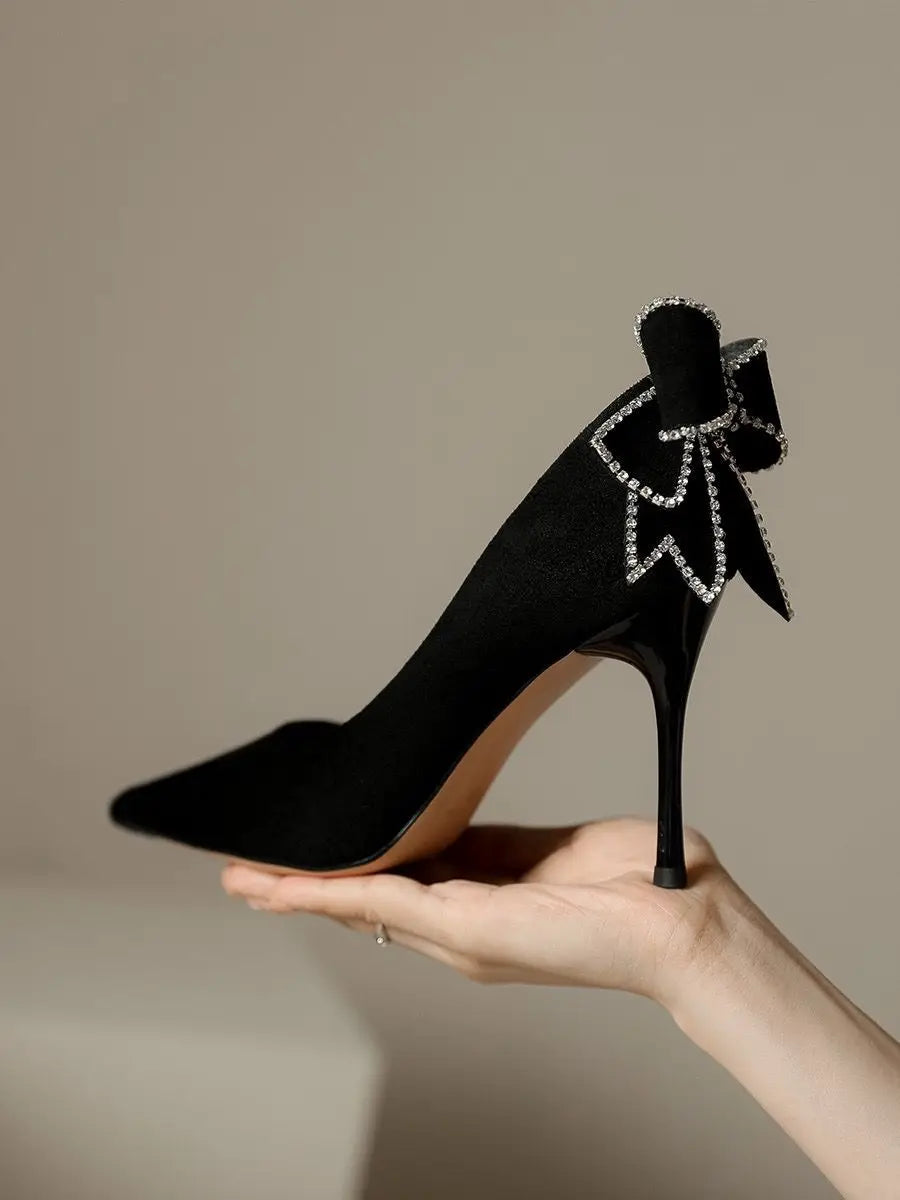 crystals butterfly-knot high heels