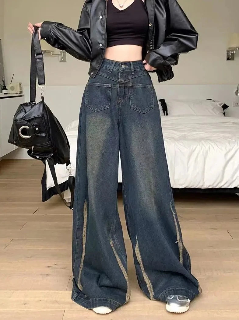 mopping wide leg jeans