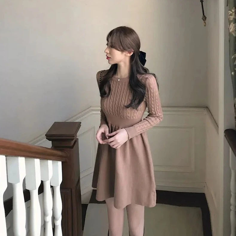 knitting long sleeve mini dresses