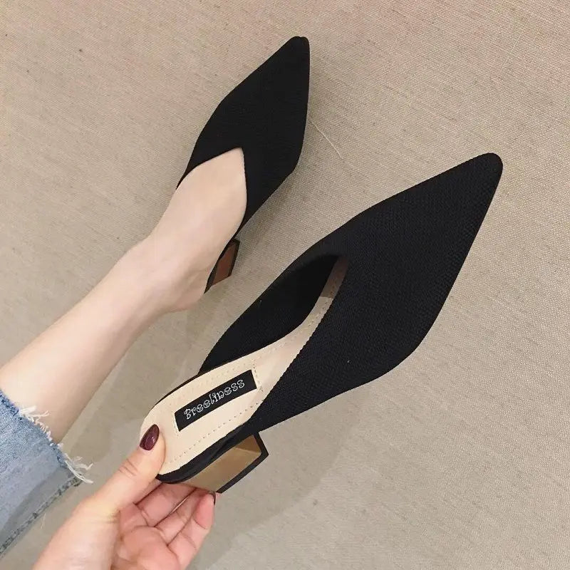 pointed toe heel slippers