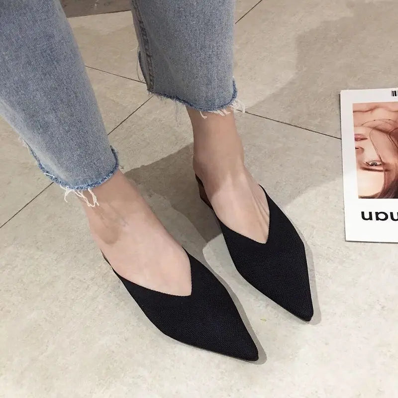 pointed toe heel slippers