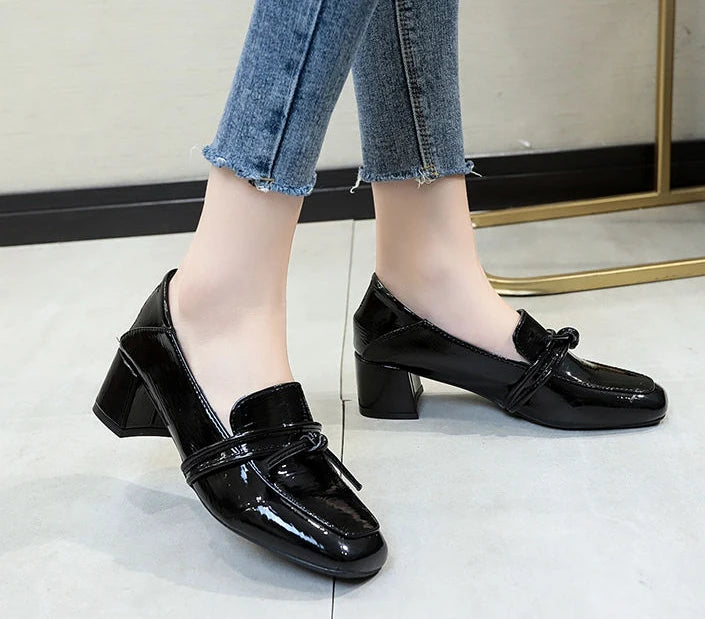 square toe medium heel loafers