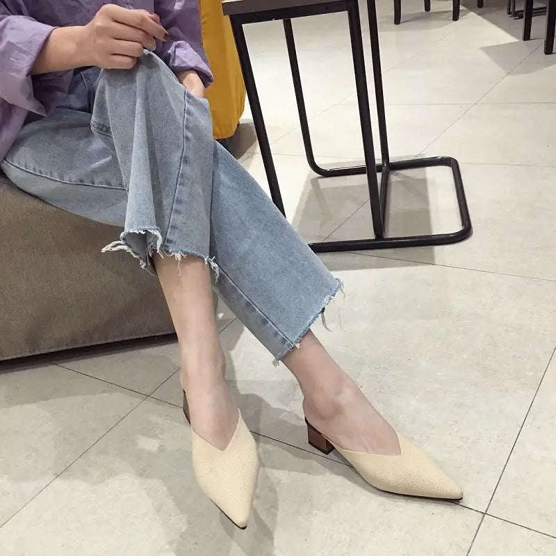 pointed toe heel slippers