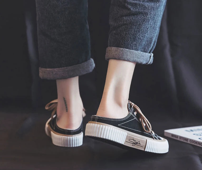 strap slides cotton sneakers