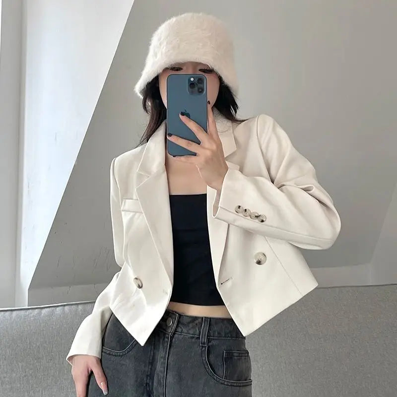 solid fit cropped blazers