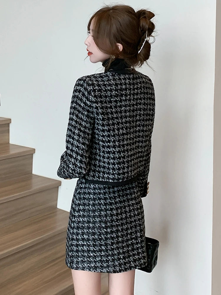 high quality tweed jacket + skirt suits sets