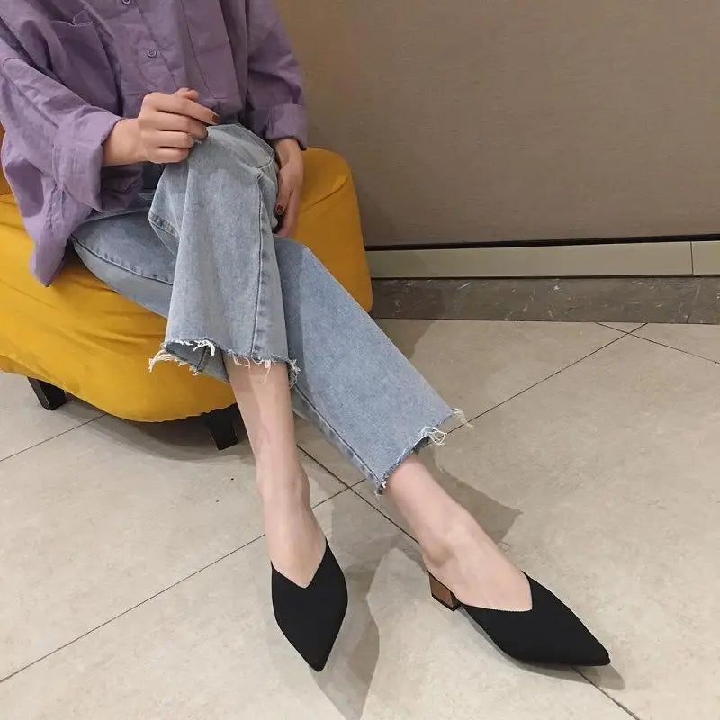 pointed toe heel slippers