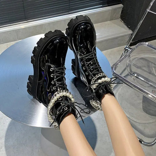 punk leather ankle boots