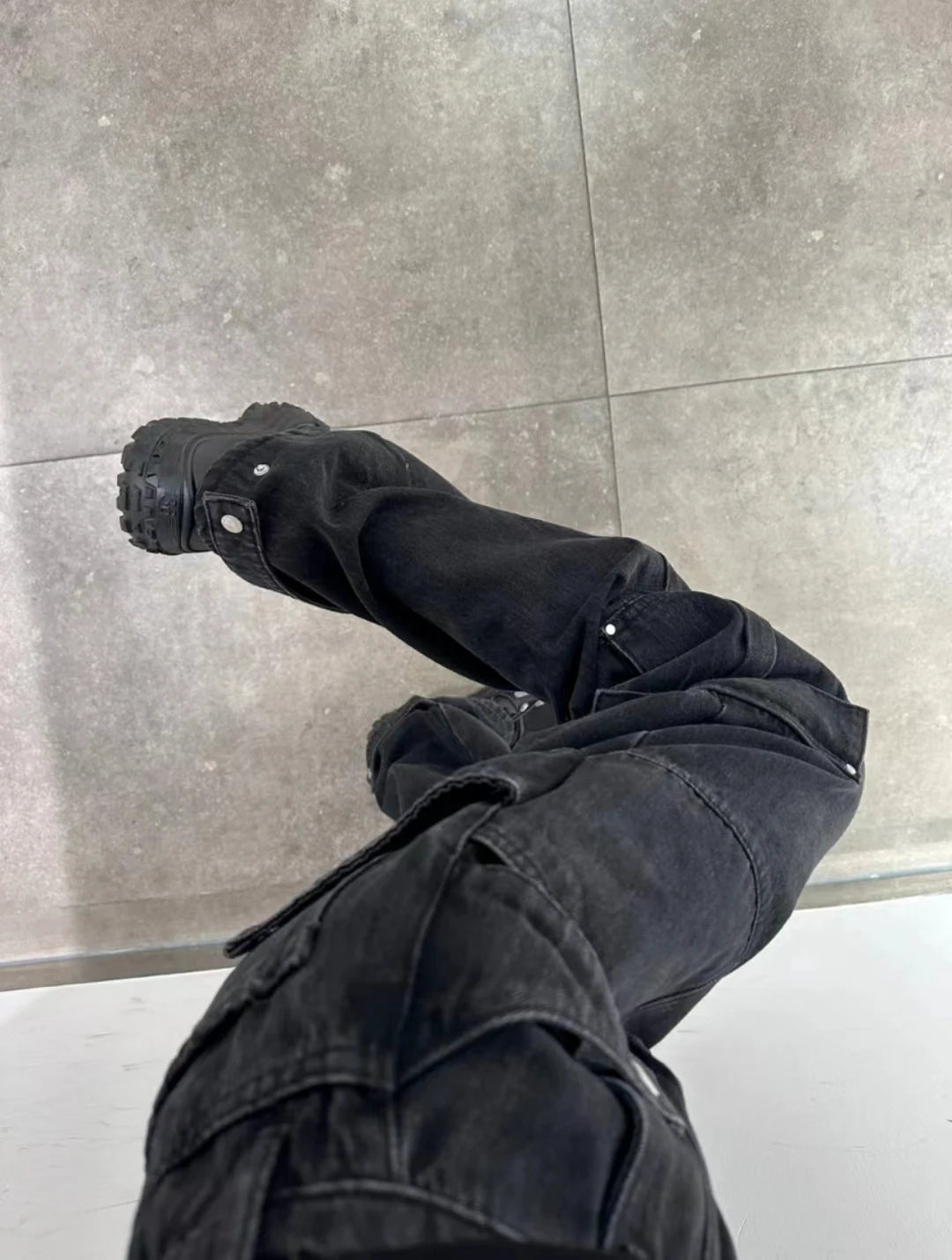 vintage cargo black jeans