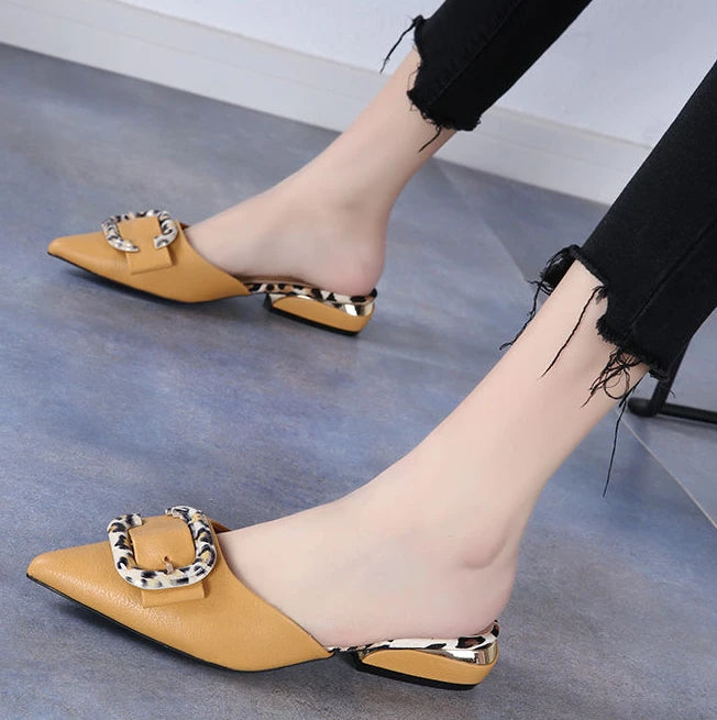 elegant medium heel slippers