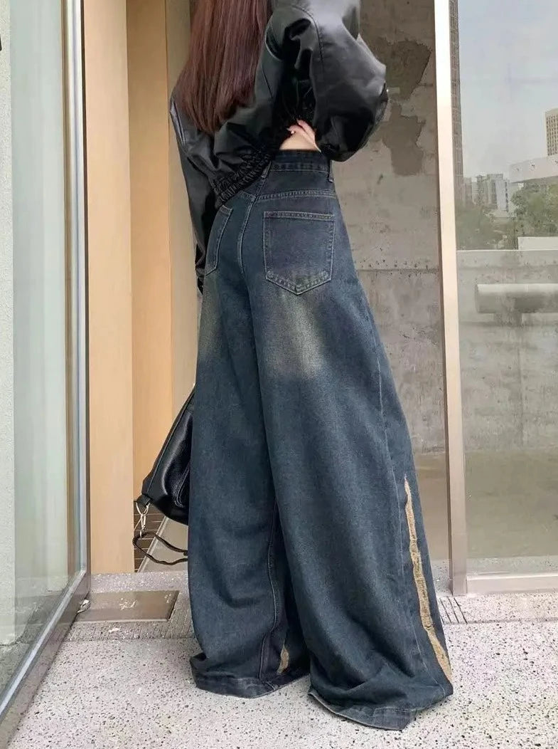 mopping wide leg jeans