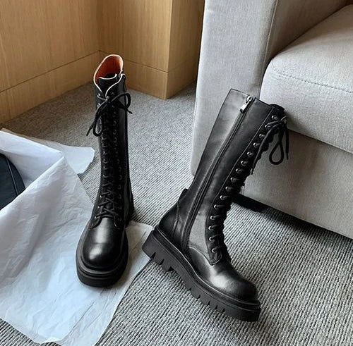 lace-up half martin boots