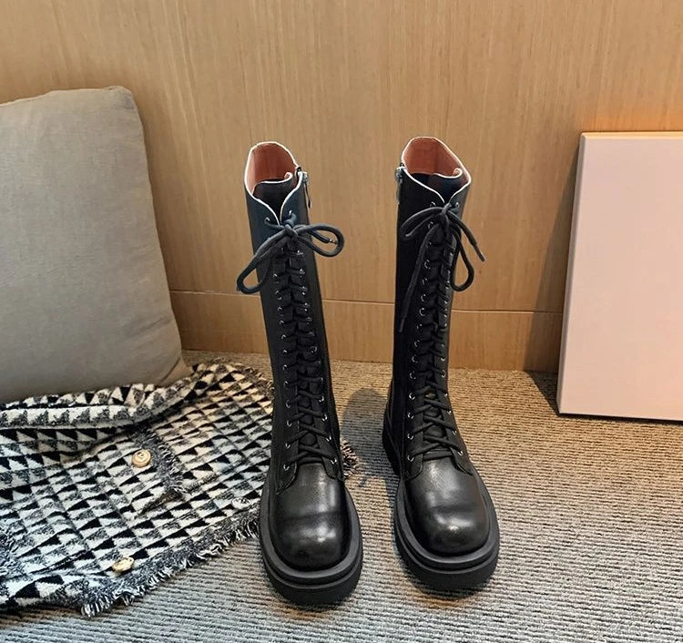 lace-up half martin boots