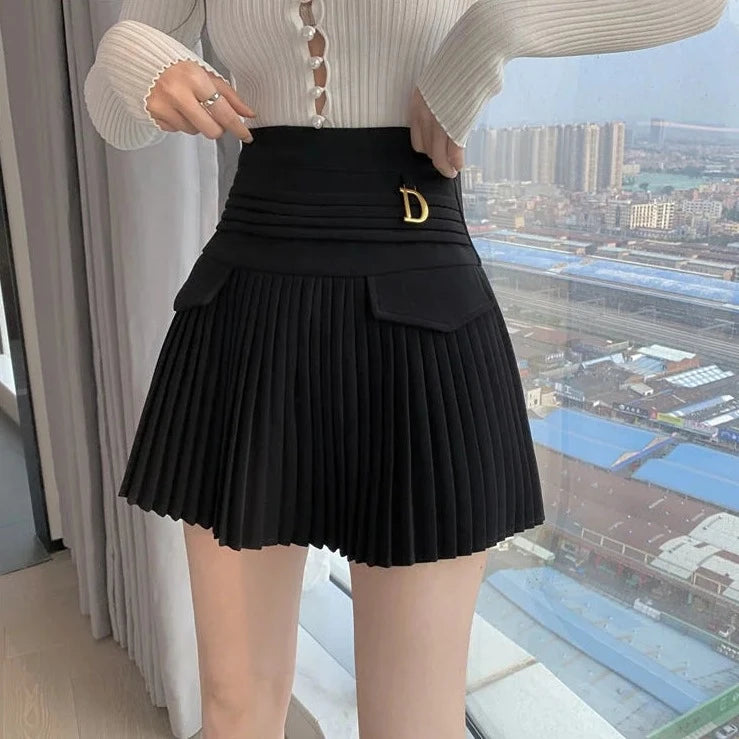 pleated high waist mini skirts