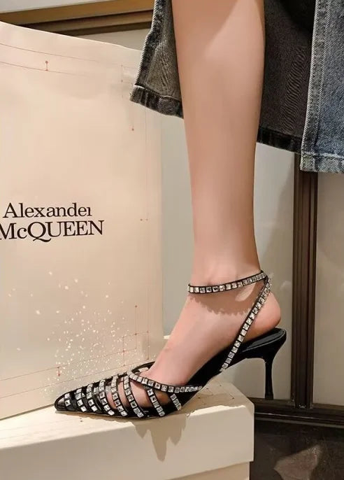 rhinestones pointed toe high heels