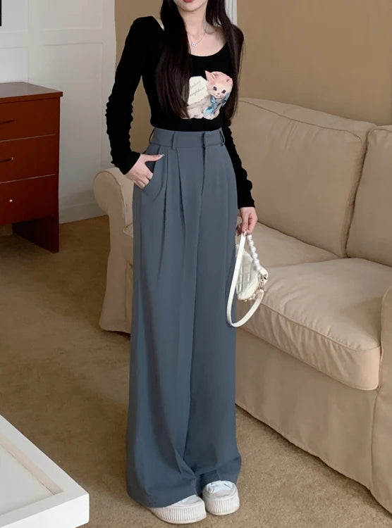 high waist loose fit wide leg pants