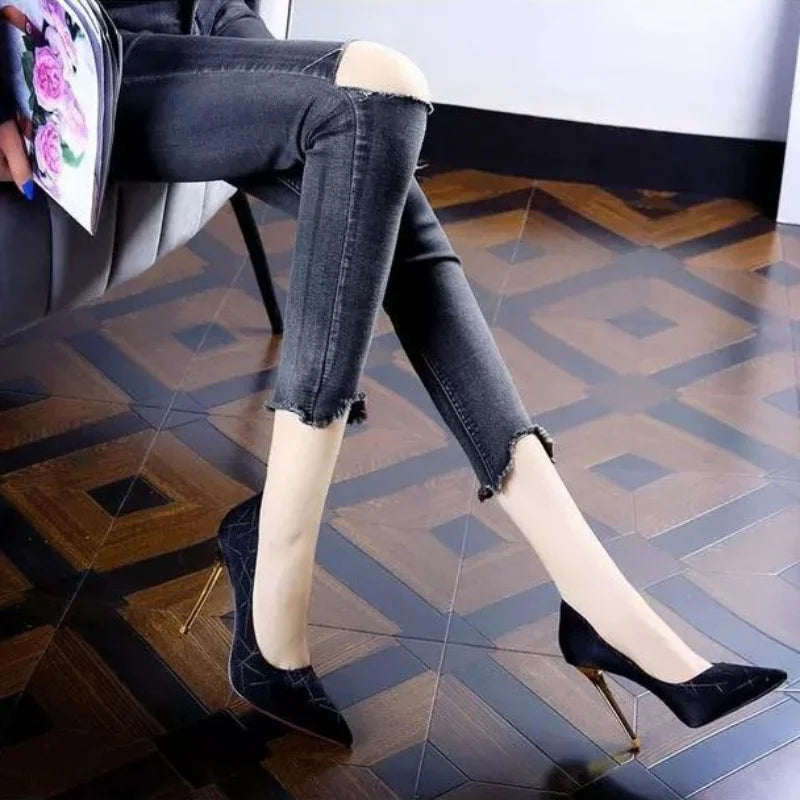 leather casual super high heels