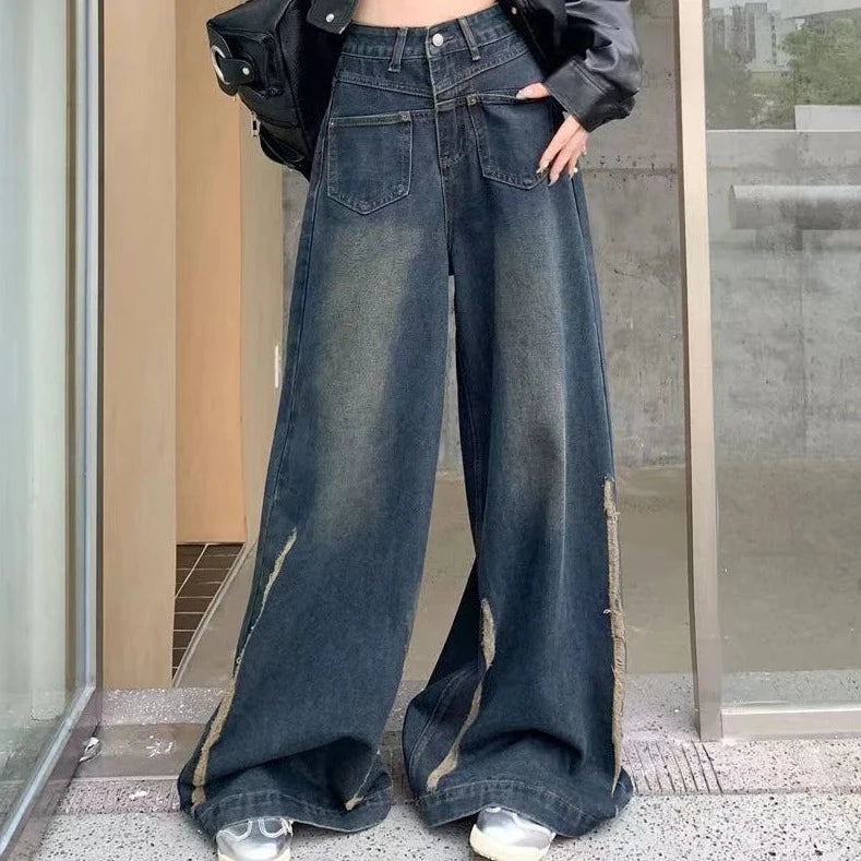 mopping wide leg jeans