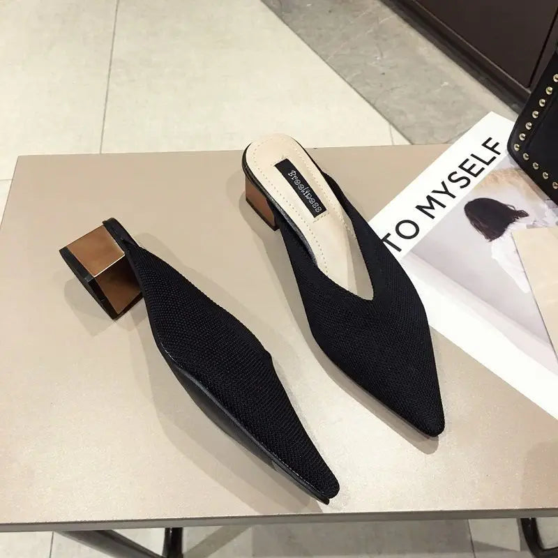 pointed toe heel slippers