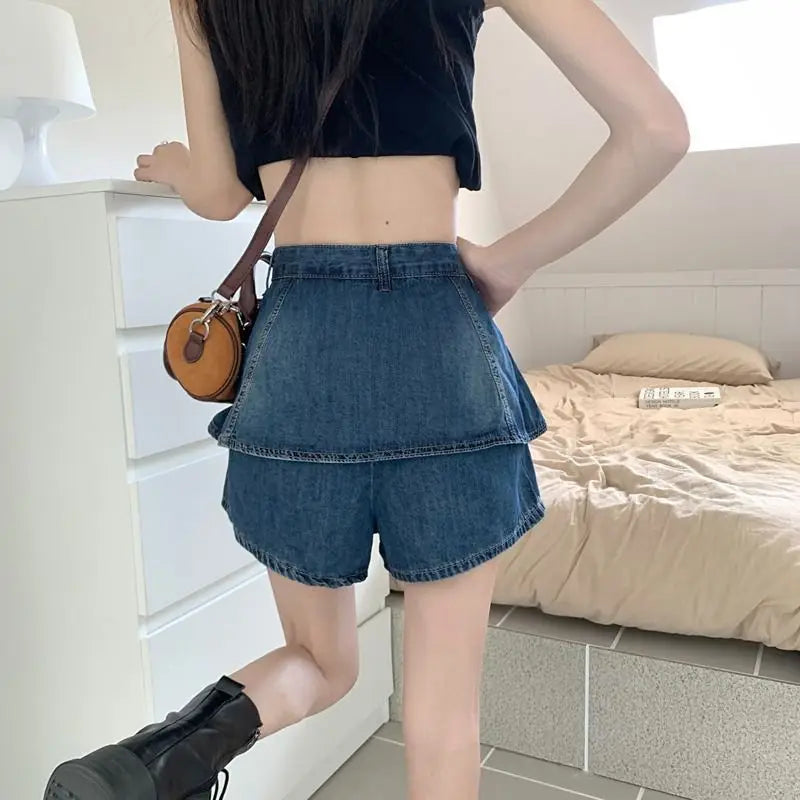 ruffles denim shorts