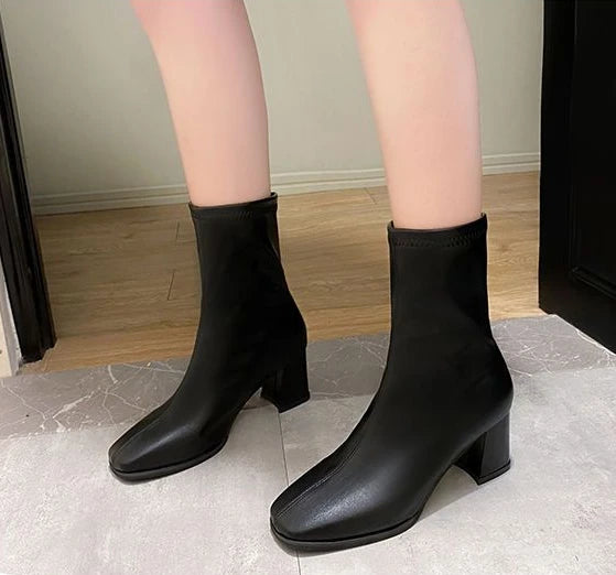 pointed toe half mid calf boots