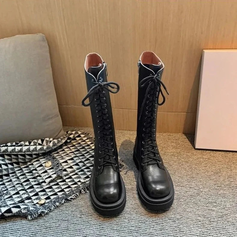 lace-up half martin boots