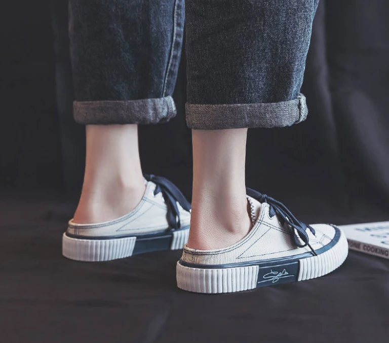 strap slides cotton sneakers