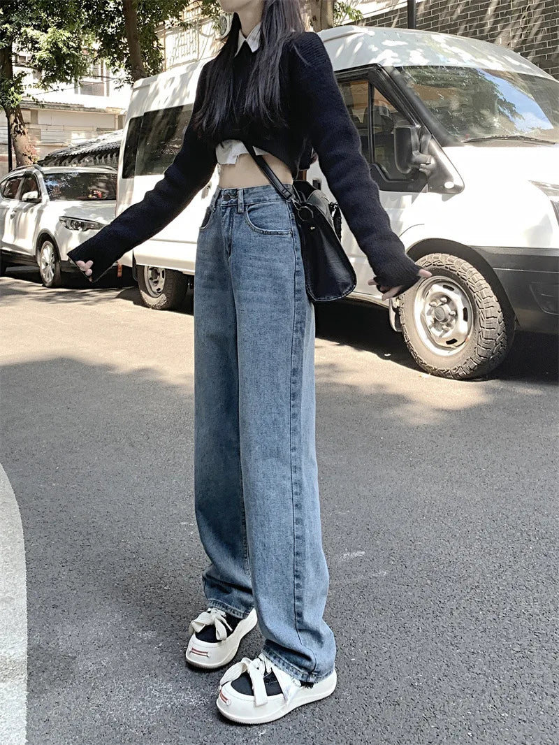 classic straight wide leg jeans