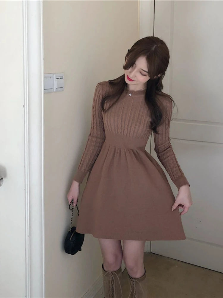 knitting long sleeve mini dresses