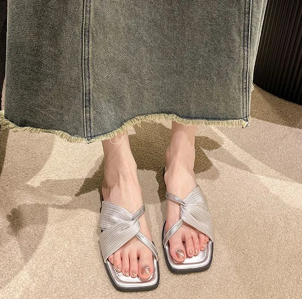 open toe slippers