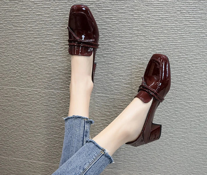 square toe medium heel loafers