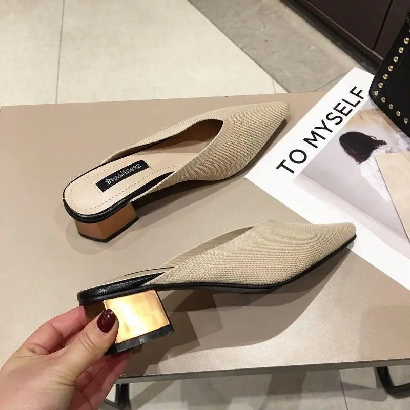 pointed toe heel slippers