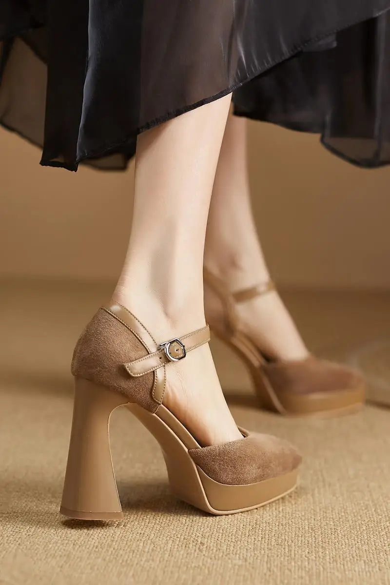 cow suede pointed toe high heels