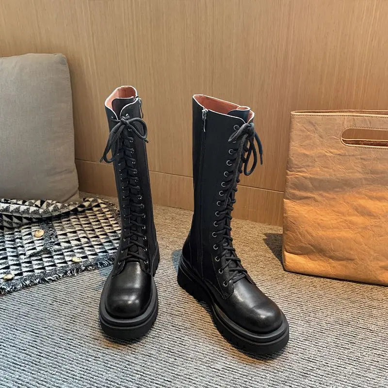 lace-up half martin boots