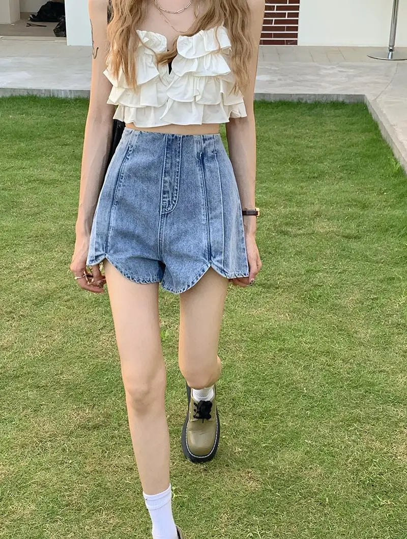 high waist denim shorts