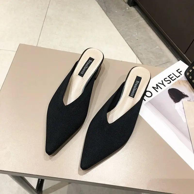 pointed toe heel slippers