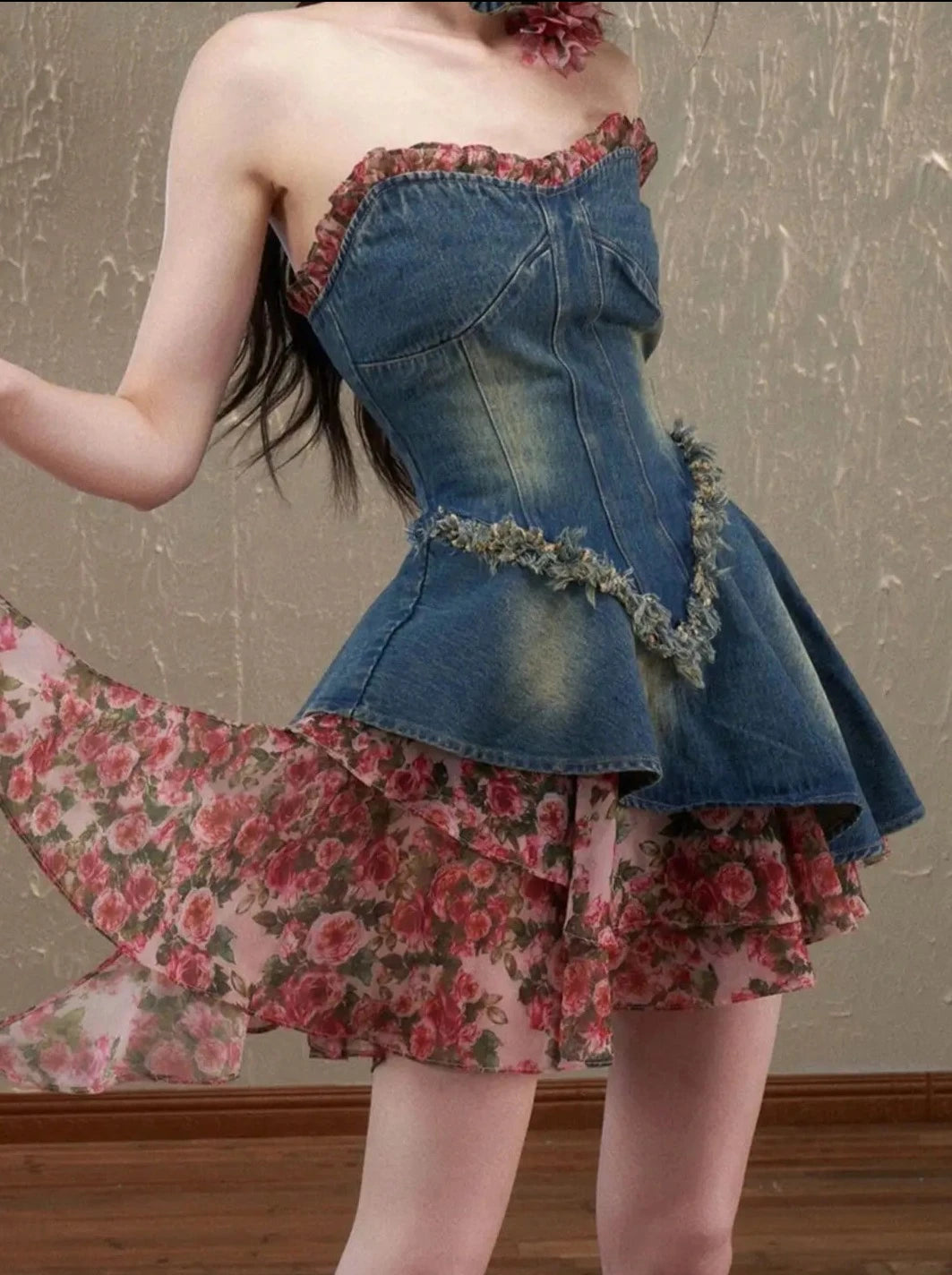 strapless denim dresses