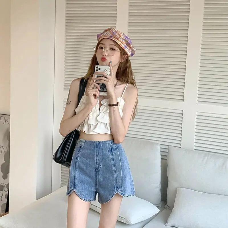 high waist denim shorts