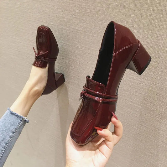 square toe medium heel loafers