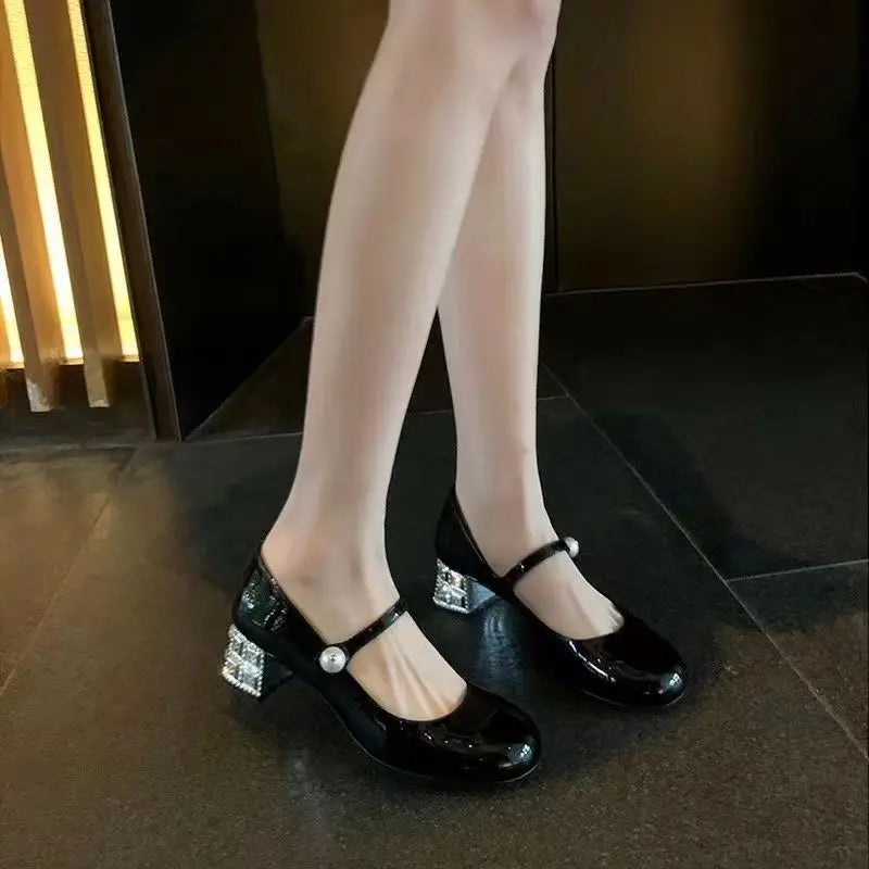 pearl gothic round toe mary janes