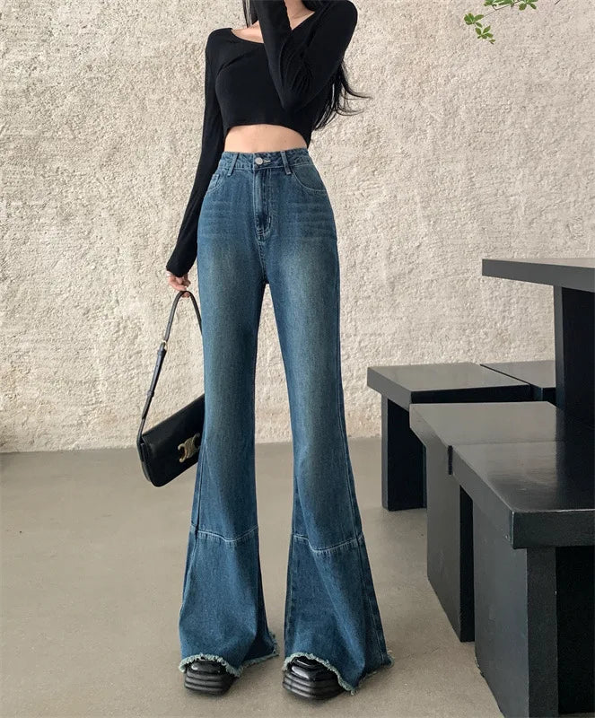 vintage tassel blue jeans