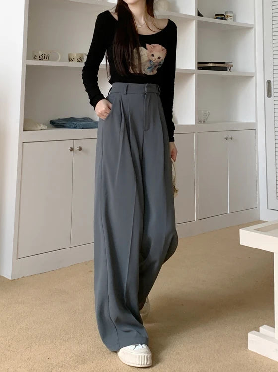 high waist loose fit wide leg pants