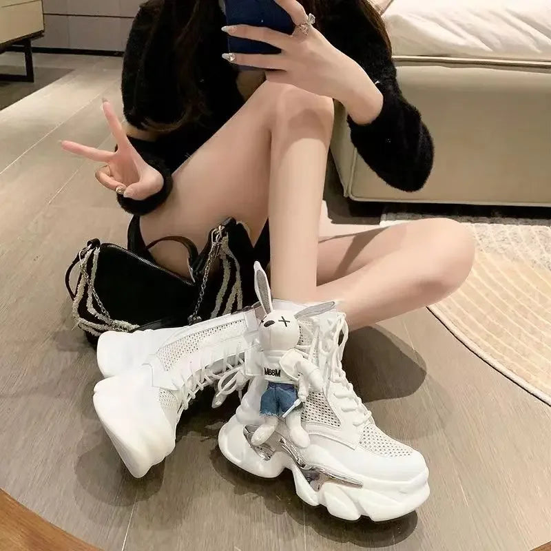 lace-up booties chunky sneakers