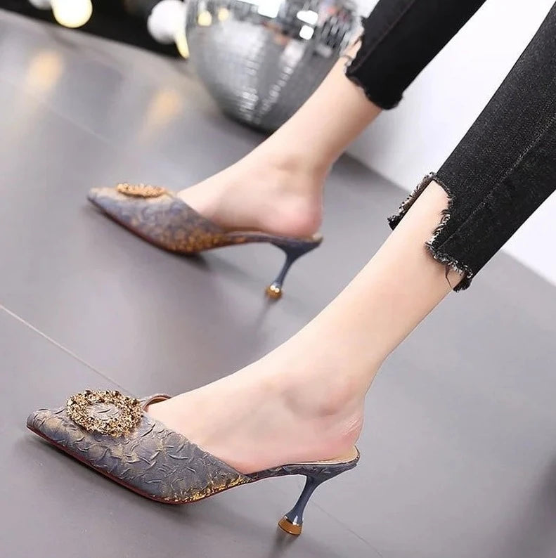 rhinestone high heels slippers